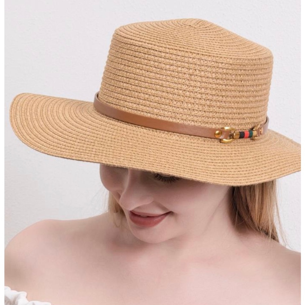 NEW SPRING SUMMER PANAMA STRAW HAT IN TAN COLOR